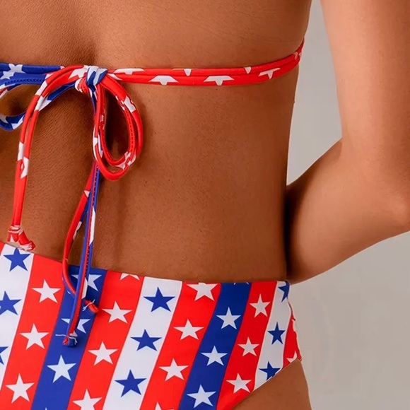American Flag Stars Stripes Halter Bikini Set - Picture 11 of 13